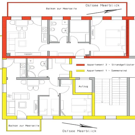 Apartment Strandgefluester App2 - Strandpromenade Seitlicher Meerblick, Strandkorb Saisonal *